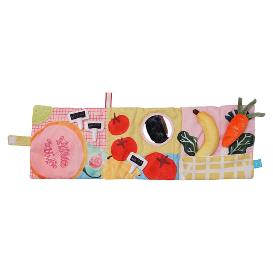Manhattan Toy Mini-Apple Farm Soft Crinkle Book for Baby & Toddler, Multicolor, Medium, Fabric with Discovery Mirror and Textured Teether