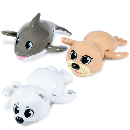 Tub Works® Wind Up Swimming Baby & Toddler Bath Toys, Arctic 3 Pack | Wind Arms & Watch Them Swim! | Interactive Baby Bath Toys | Ideal Bathtub Toys, Baby & Toddler Pool Toys Or Water Table Toys