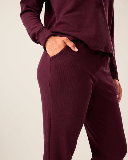 Waffle Maternity & Nursing Lounge Set | Deep Burgundy